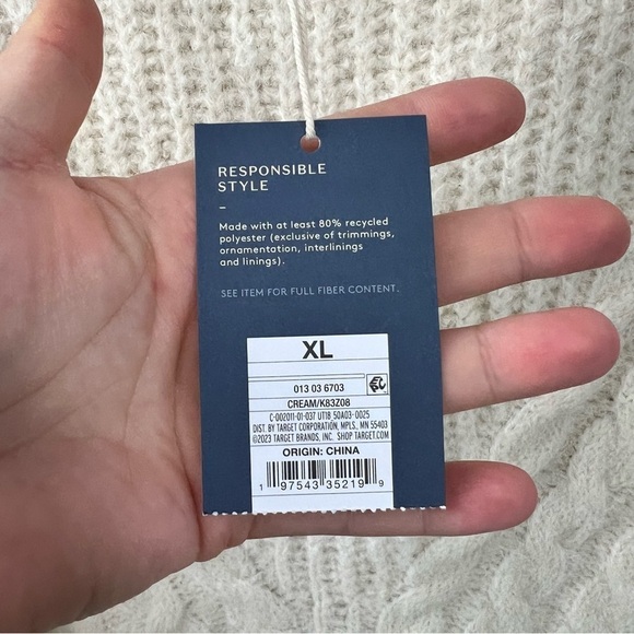 Universal Threads Cream Cable Knit Mock Collar Sweater Extra Large Super Soft - Picture 9 of 11